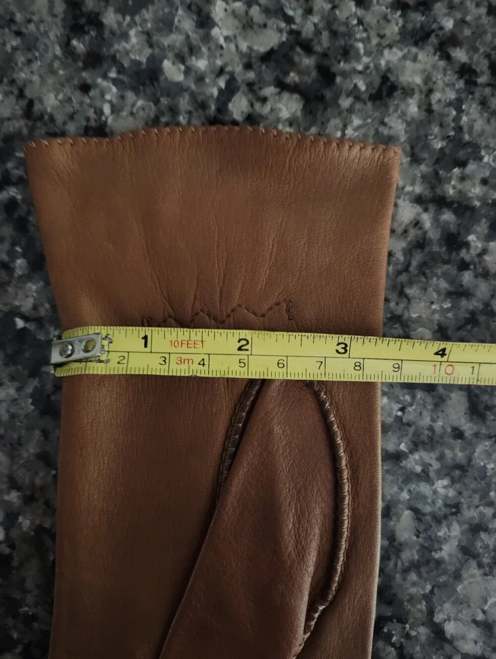 Vtg Stitched Detailing Brown Leather Gloves